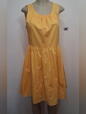 J.Crew Yellow Sheath Dress Pineapples Embroidery Small Pockets Summer Dress